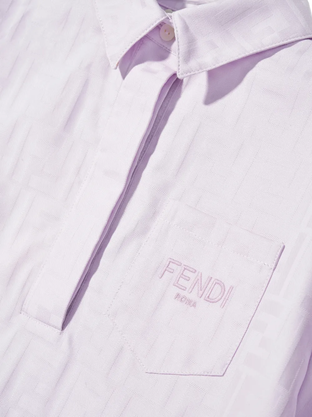 Fendi Kids Jurk met ruches logodetail en zak Paars