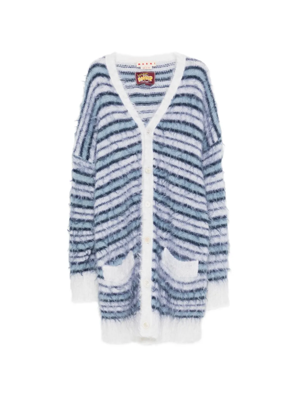 Marni Pre-Owned striped mohair cardigan - White