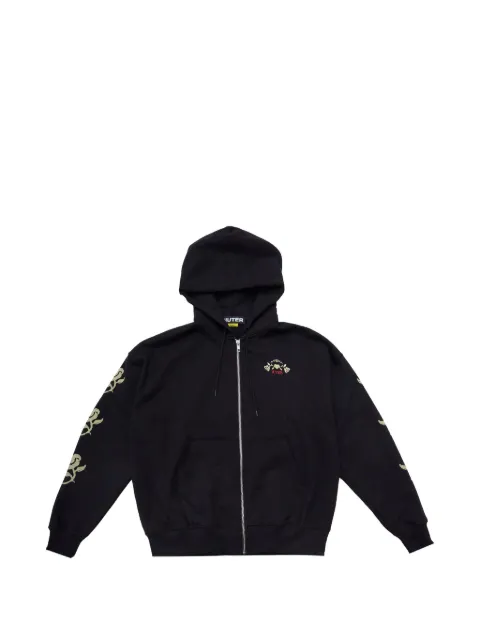 IUTER floral-embroidered zip-up hoodie
