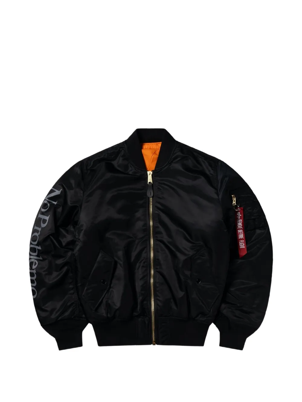 NO PROBLEMO x Alpha Industries Giacca No War MA-1 con stampa - Nero