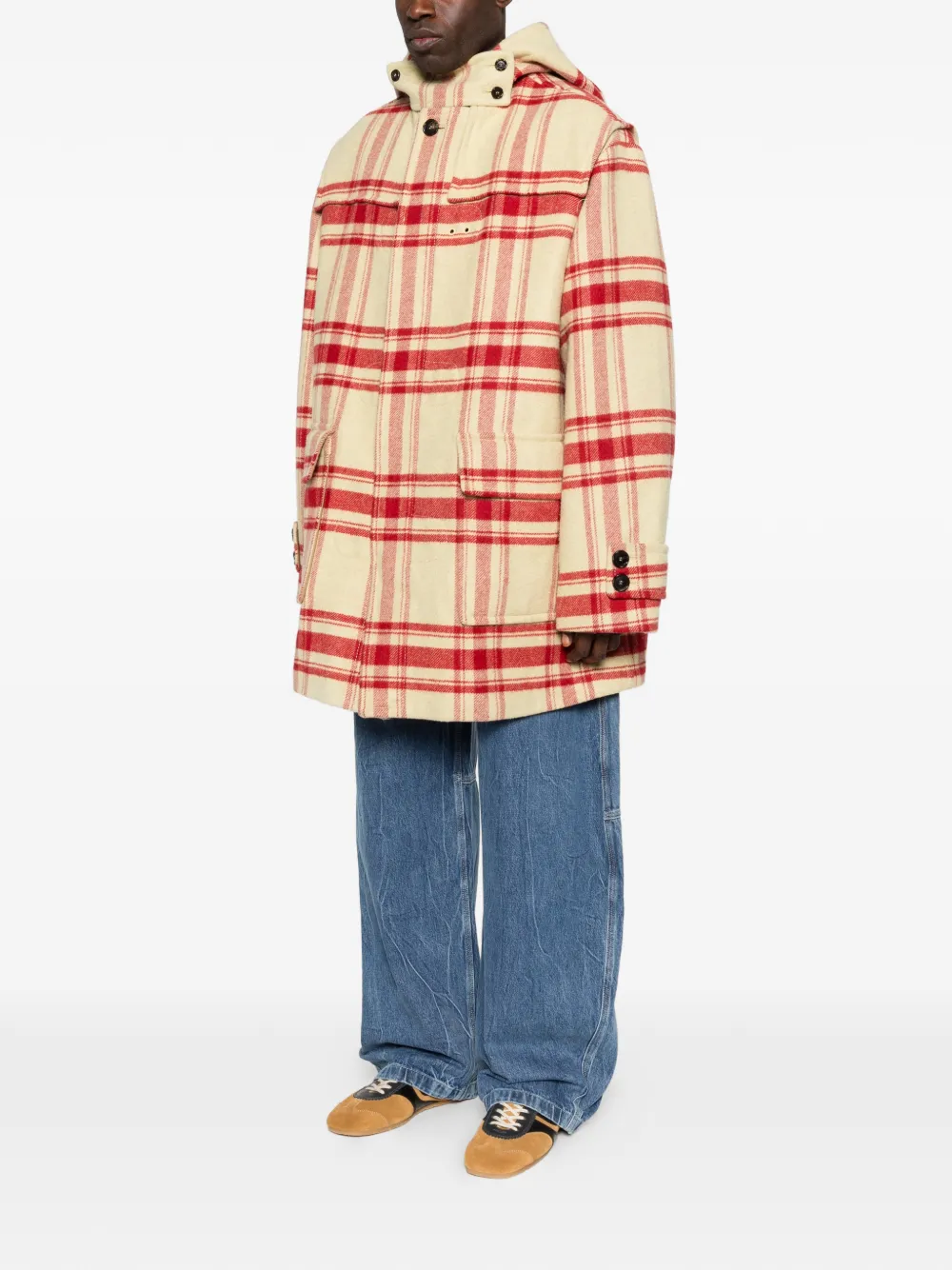  Marni Pre-owned Hooded Check Coat - Neutrals 