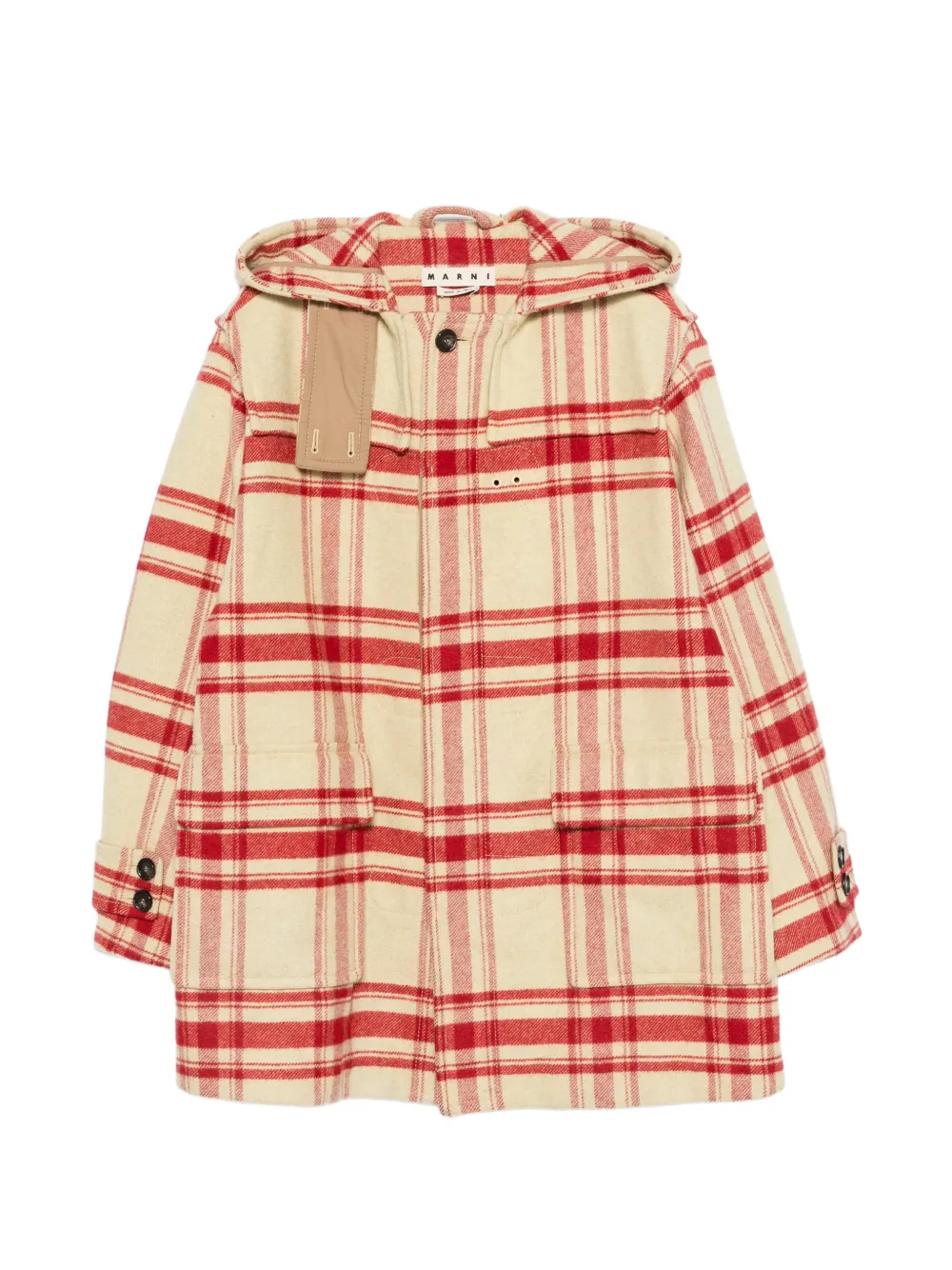 Marni Pre-Owned hooded check coat - Nude