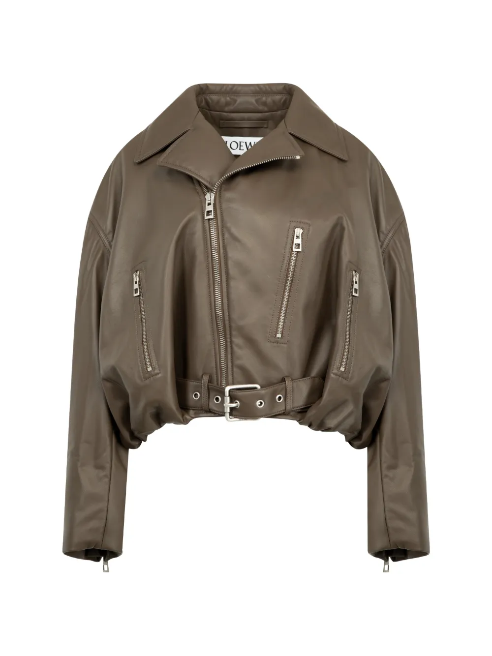 LOEWE belted biker jacket - Marrone