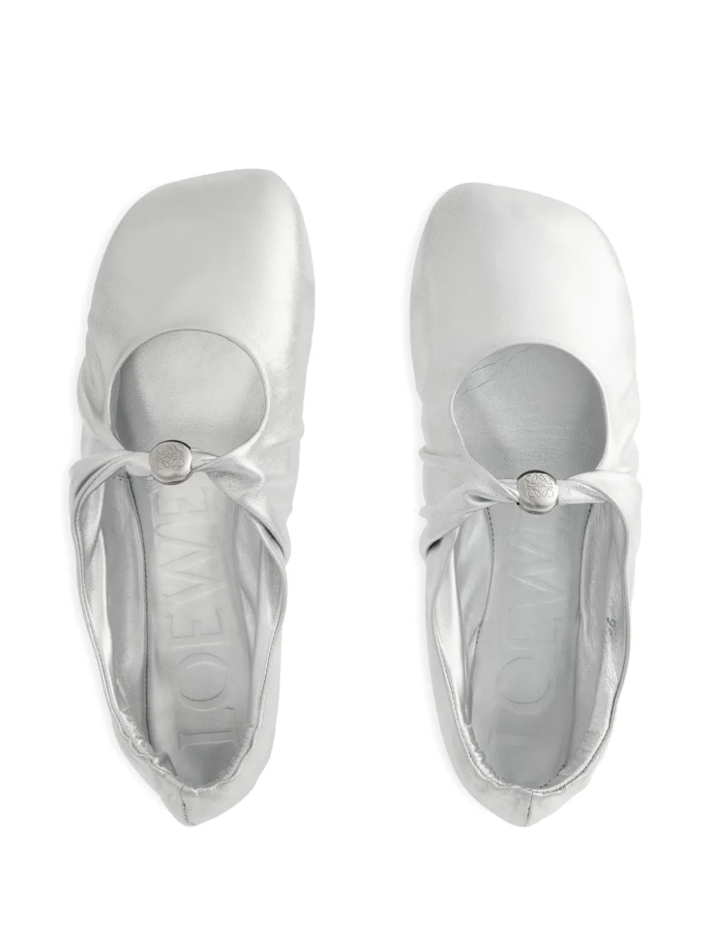 LOEWE leather ballerina shoes Zilver