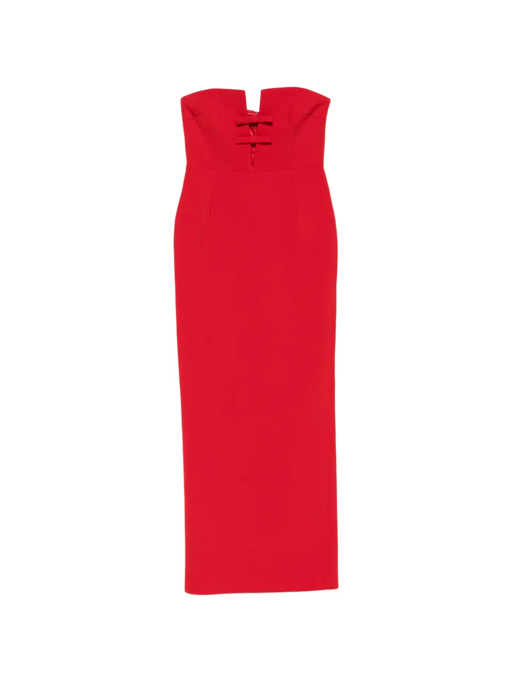 The New Arrivals Ilkyaz Ozel dow-detail strapless maxi dress - Rosso