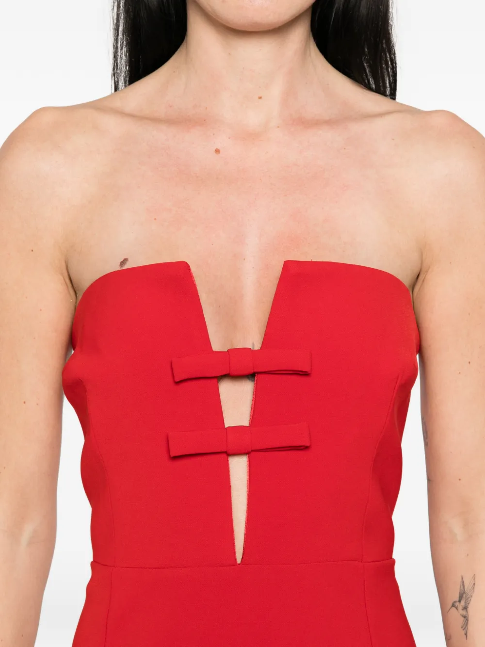The New Arrivals Ilkyaz Ozel Strapless maxi-jurk met strikdetail Rood