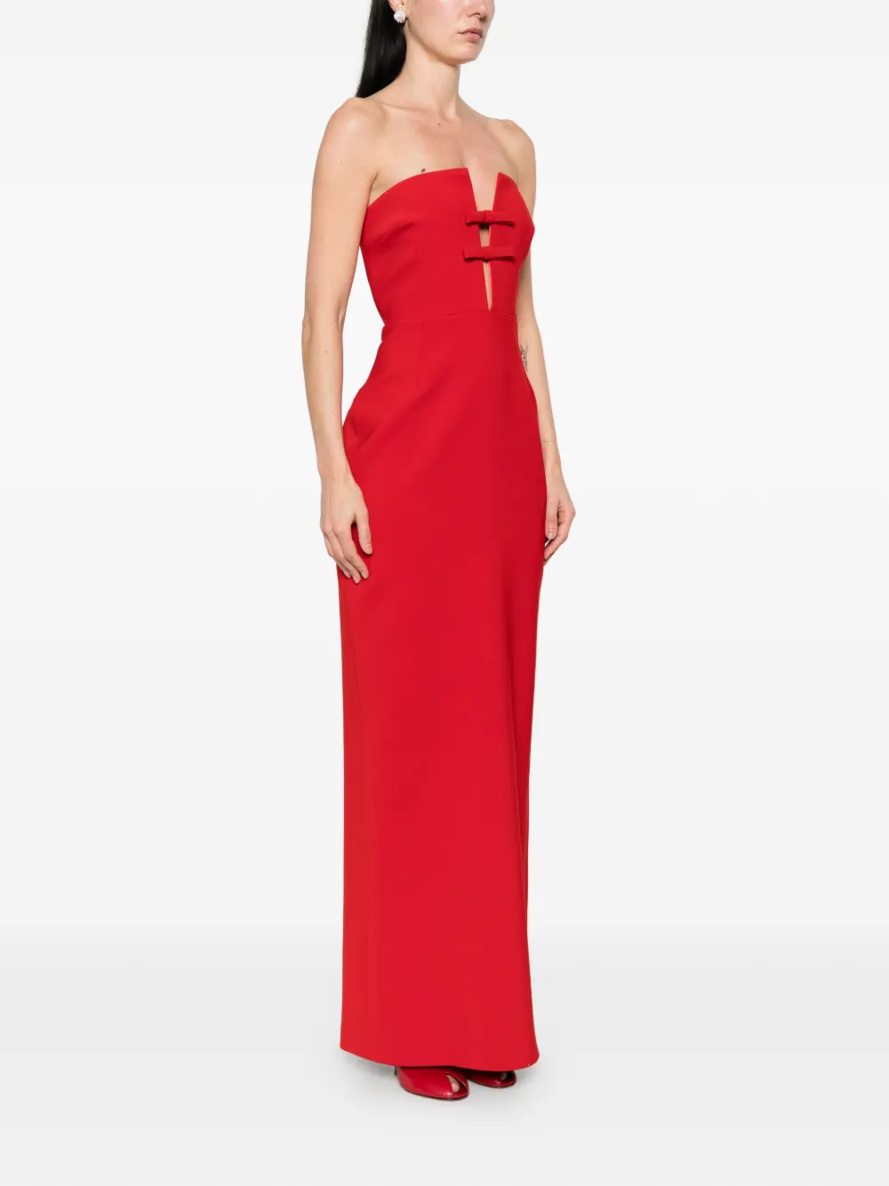 The New Arrivals Ilkyaz Ozel Strapless maxi-jurk met strikdetail Rood