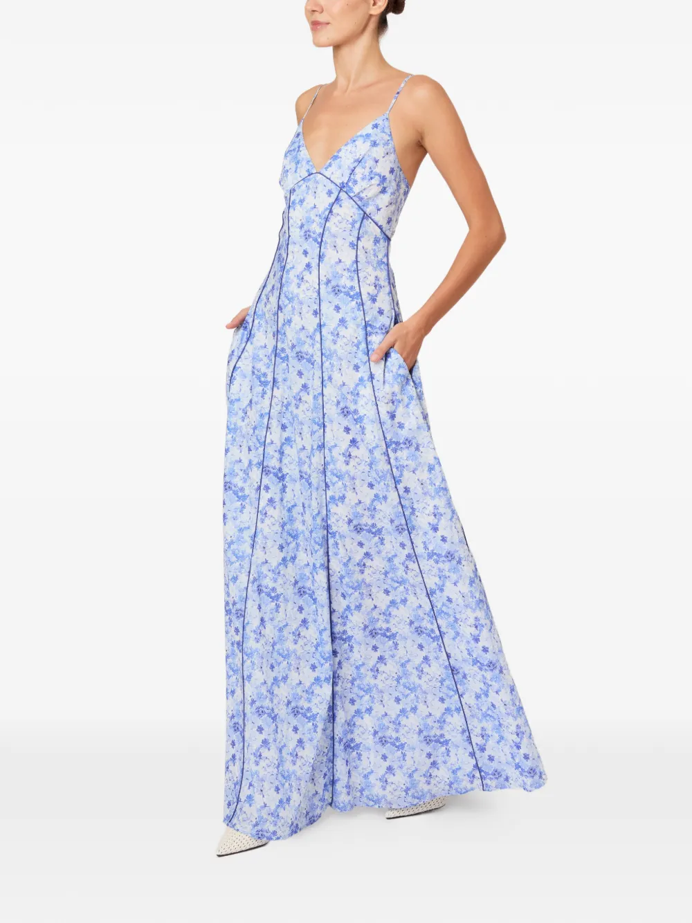 Rosie Assoulin Jurk met bloemenprint en V-hals Blauw