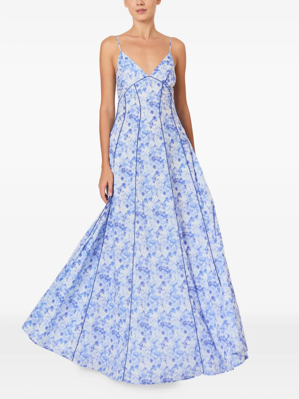 Rosie Assoulin Jurk met bloemenprint en V-hals Blauw