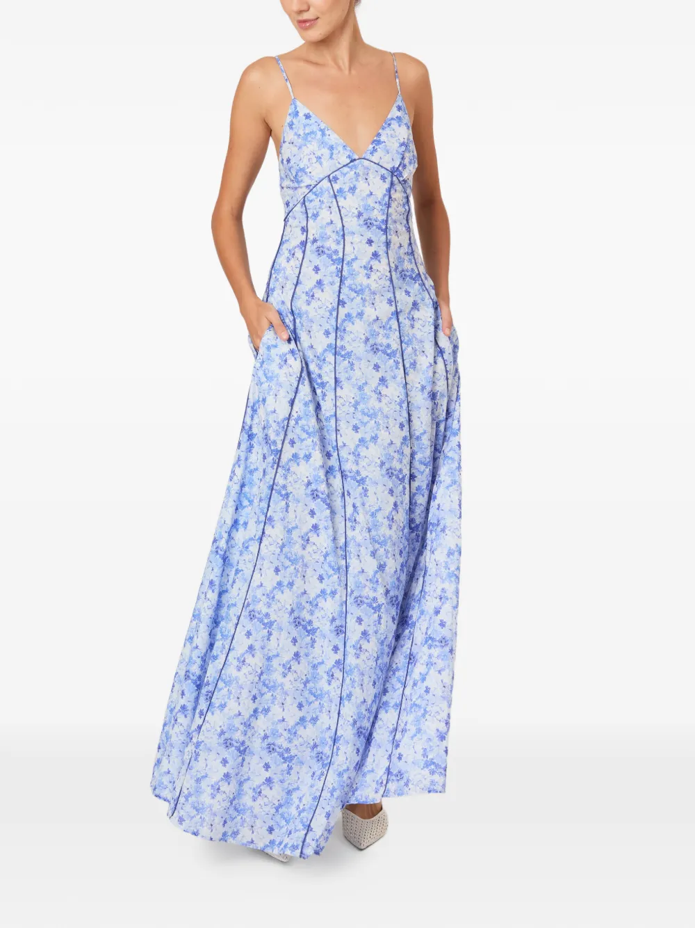 Rosie Assoulin Jurk met bloemenprint en V-hals Blauw