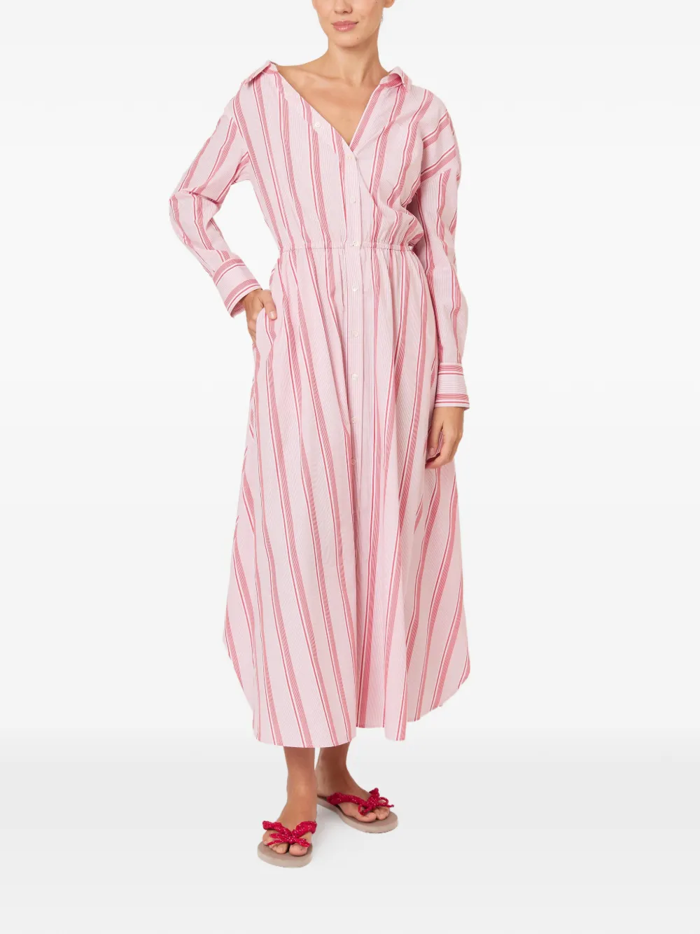 Rosie Assoulin falling-shoulder striped dress - Pink