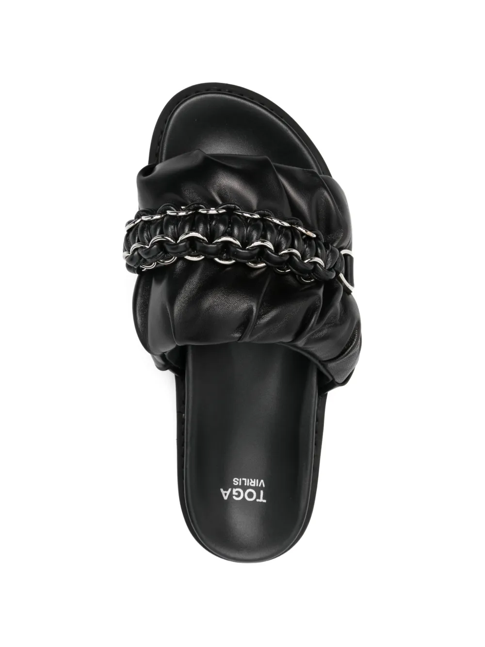 Toga Virilis chain-detail gathered leather sandals Zwart
