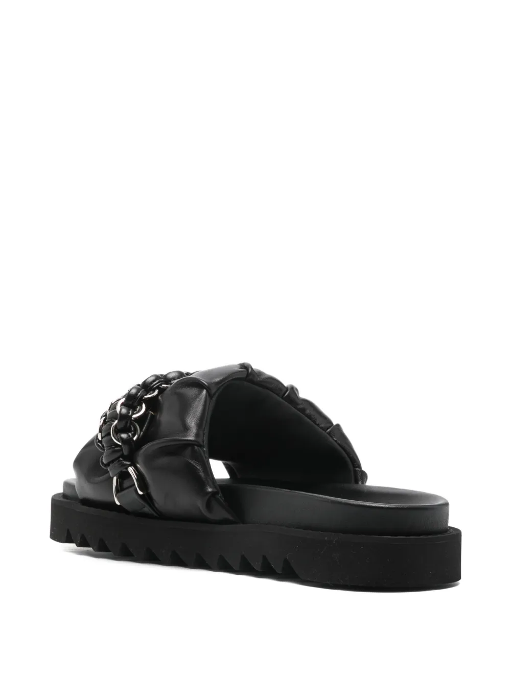 Toga Virilis chain-detail gathered leather sandals Zwart