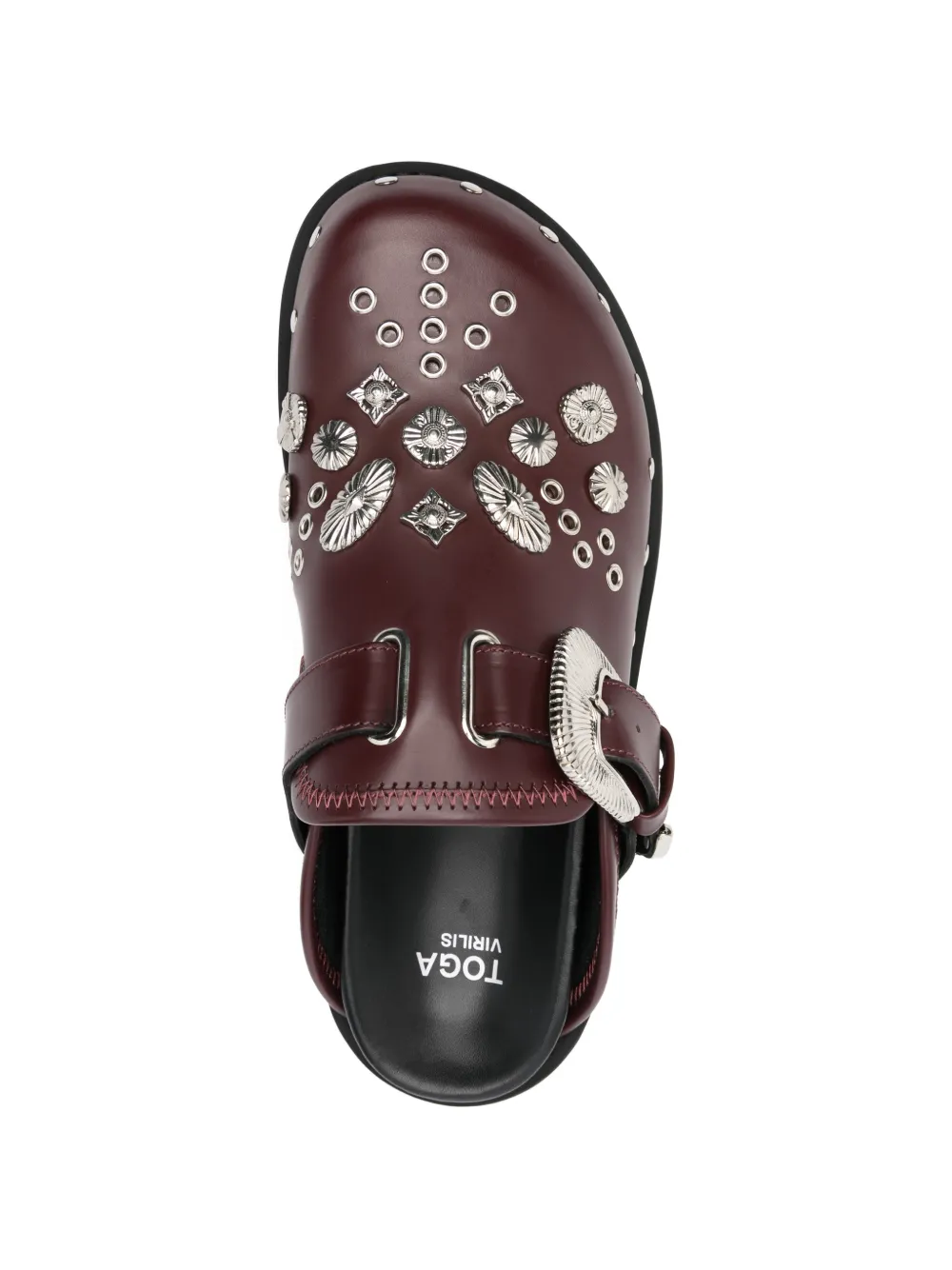 Toga Virilis buckle embellished leather mules Rood