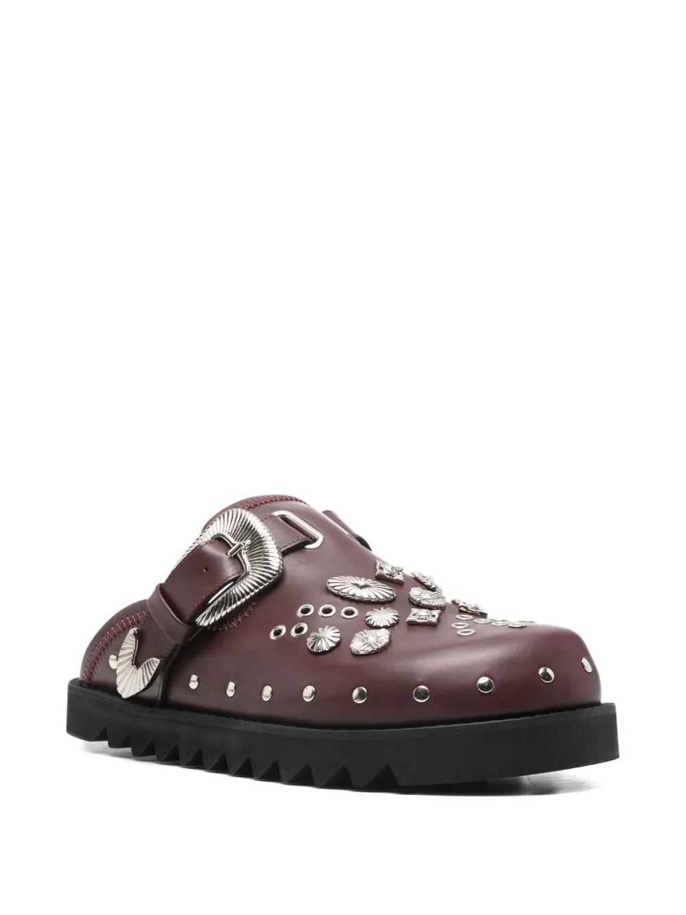 Toga Virilis buckle embellished leather mules Rood