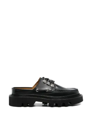 Toga Virilis Eyelet Metal Sabot Loafers | Black | FARFETCH
