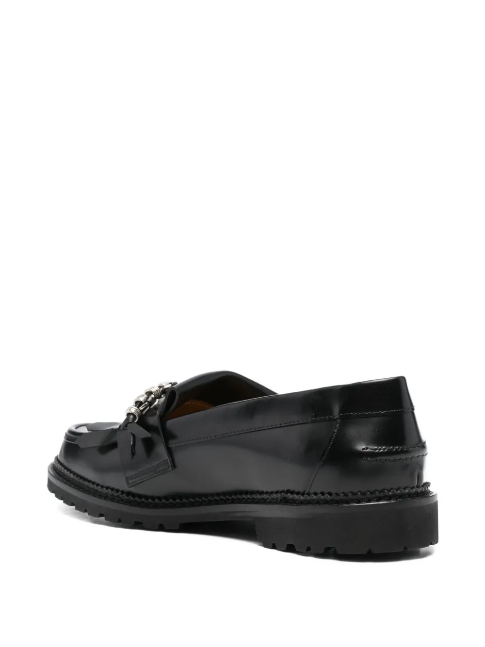 Toga Virilis Leren loafers met kettingkwastje Zwart