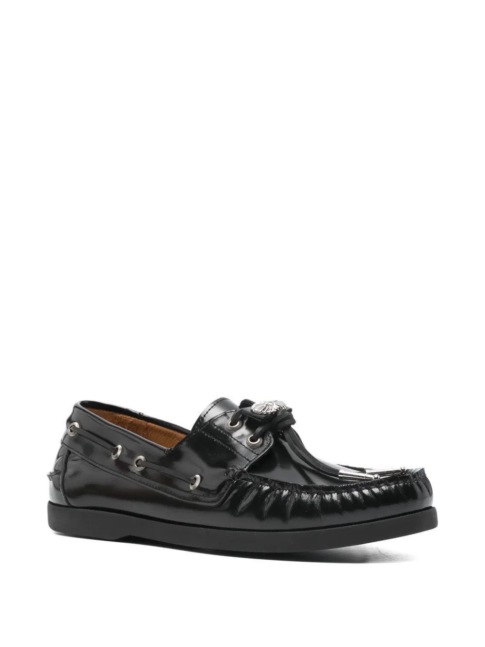 Toga Virilis embellished leather boat shoes Zwart