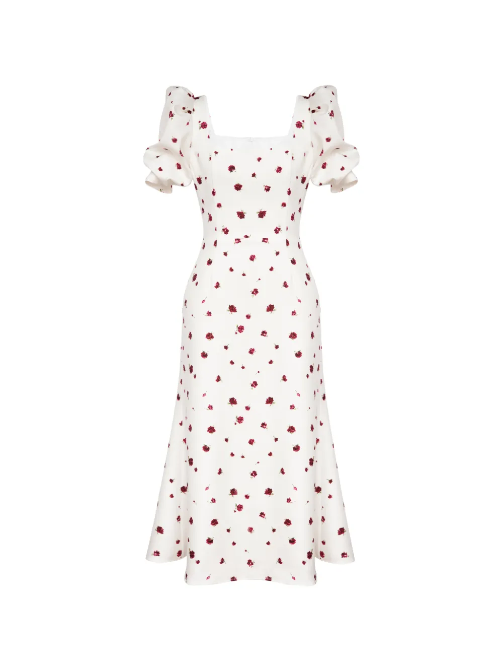 POST MERIDIEM square-neck floral-print midi dress - Bianco