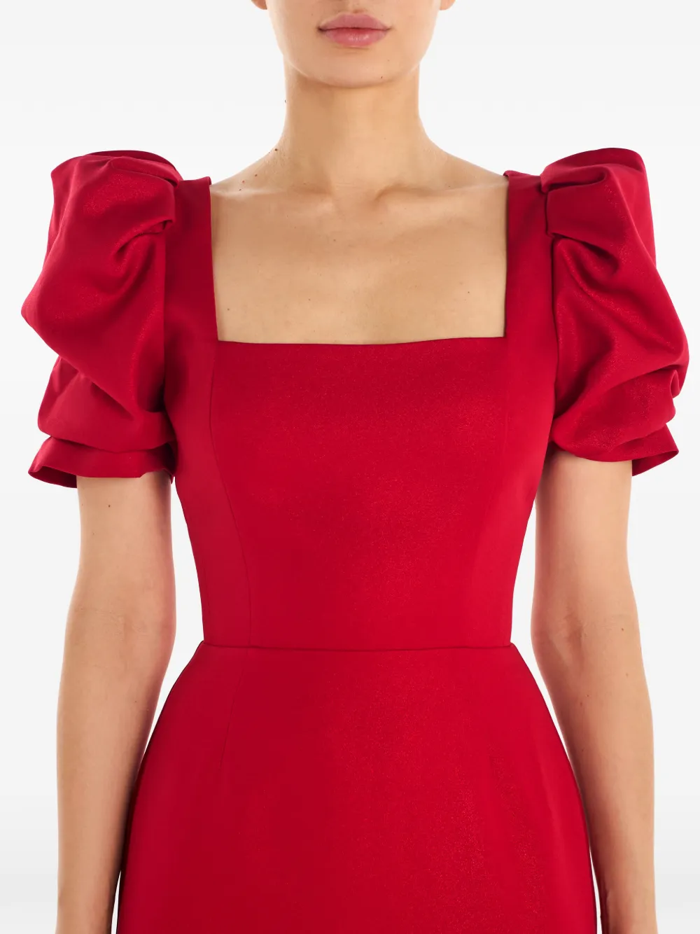 POST MERIDIEM Midi-jurk met vierkante hals Rood
