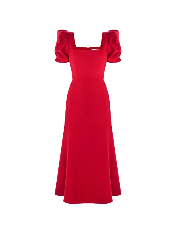 red midi dress square neck Burgundy Knit Square Neck Slit Midi Dress