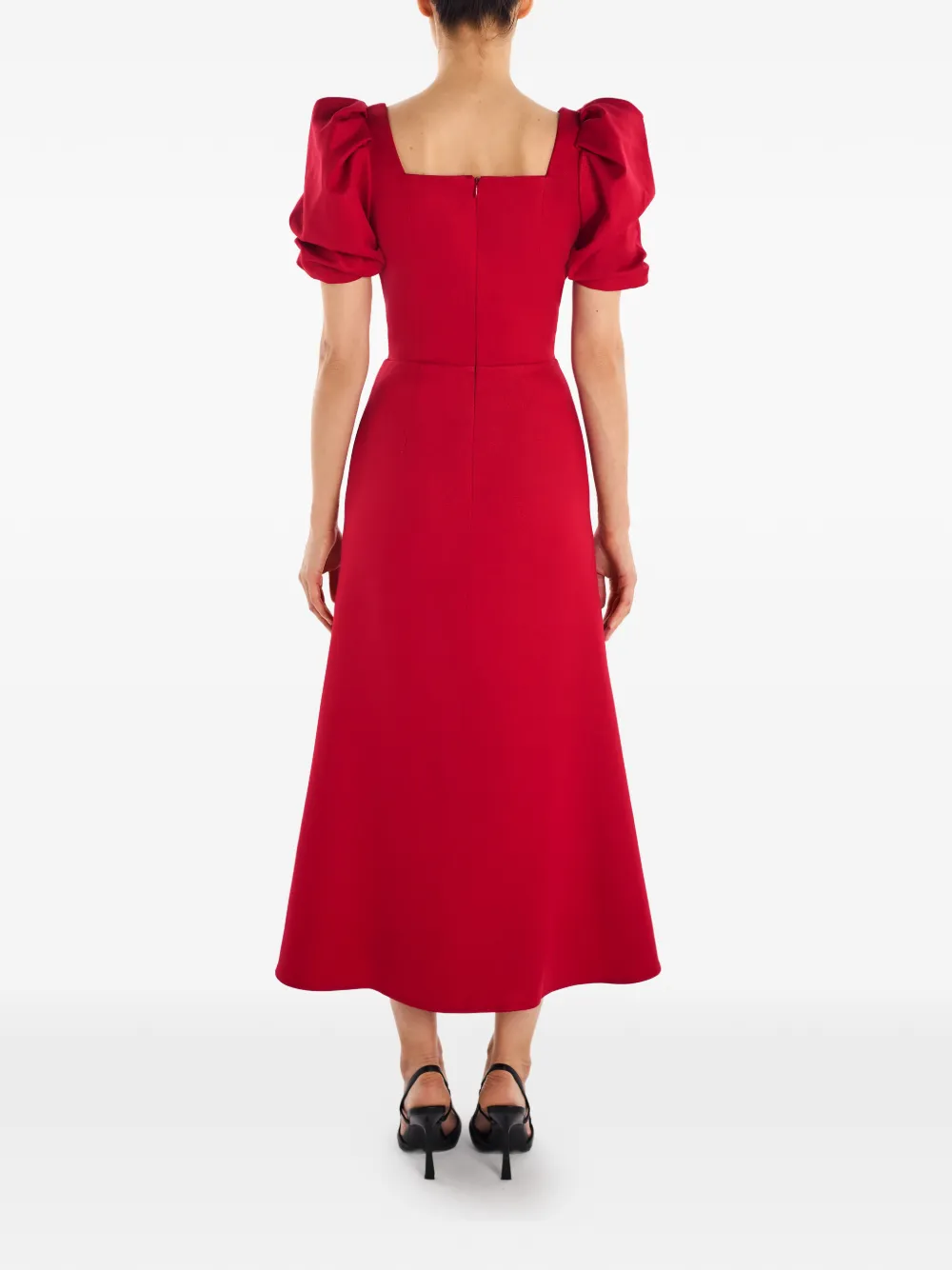 POST MERIDIEM Midi-jurk met vierkante hals Rood