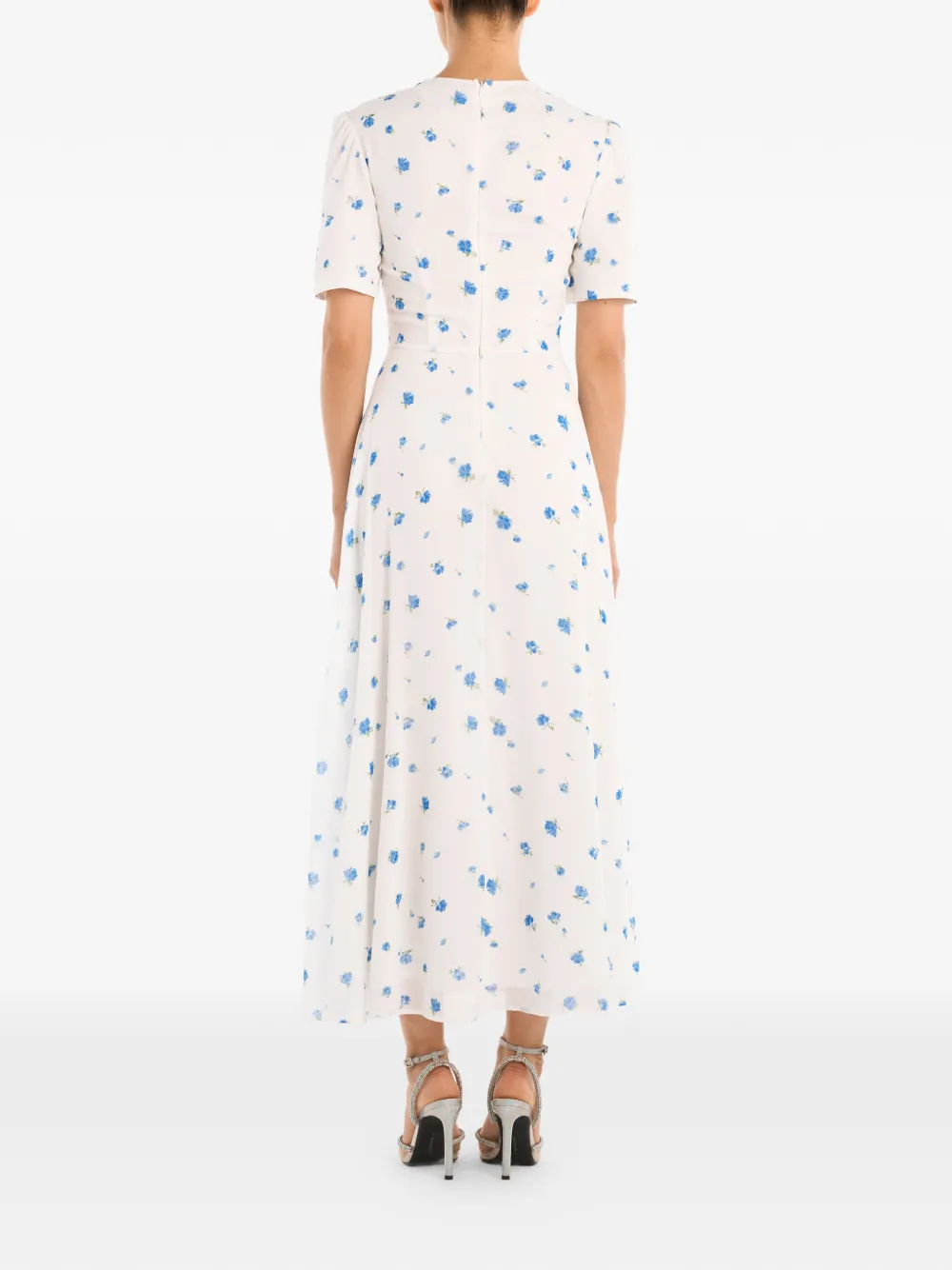 POST MERIDIEM Midi-jurk met bloemenprint Wit