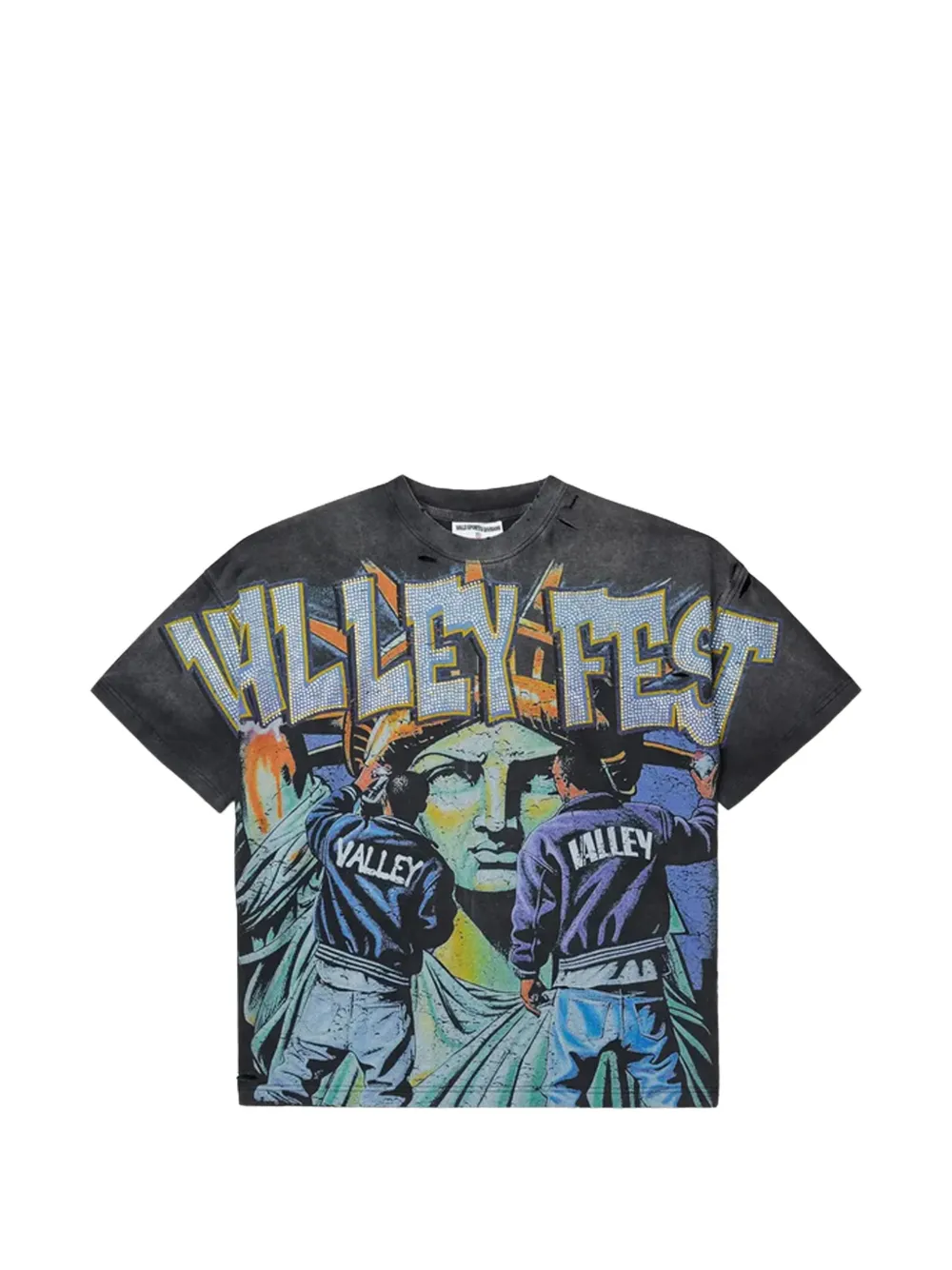 Vale Bling Graffiti T-shirt In Gray