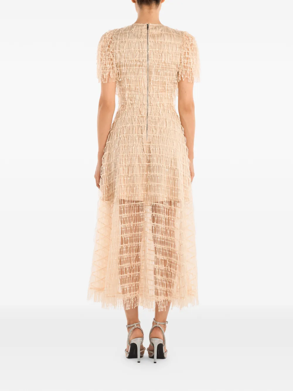 POST MERIDIEM Midi-jurk met ronde hals Beige