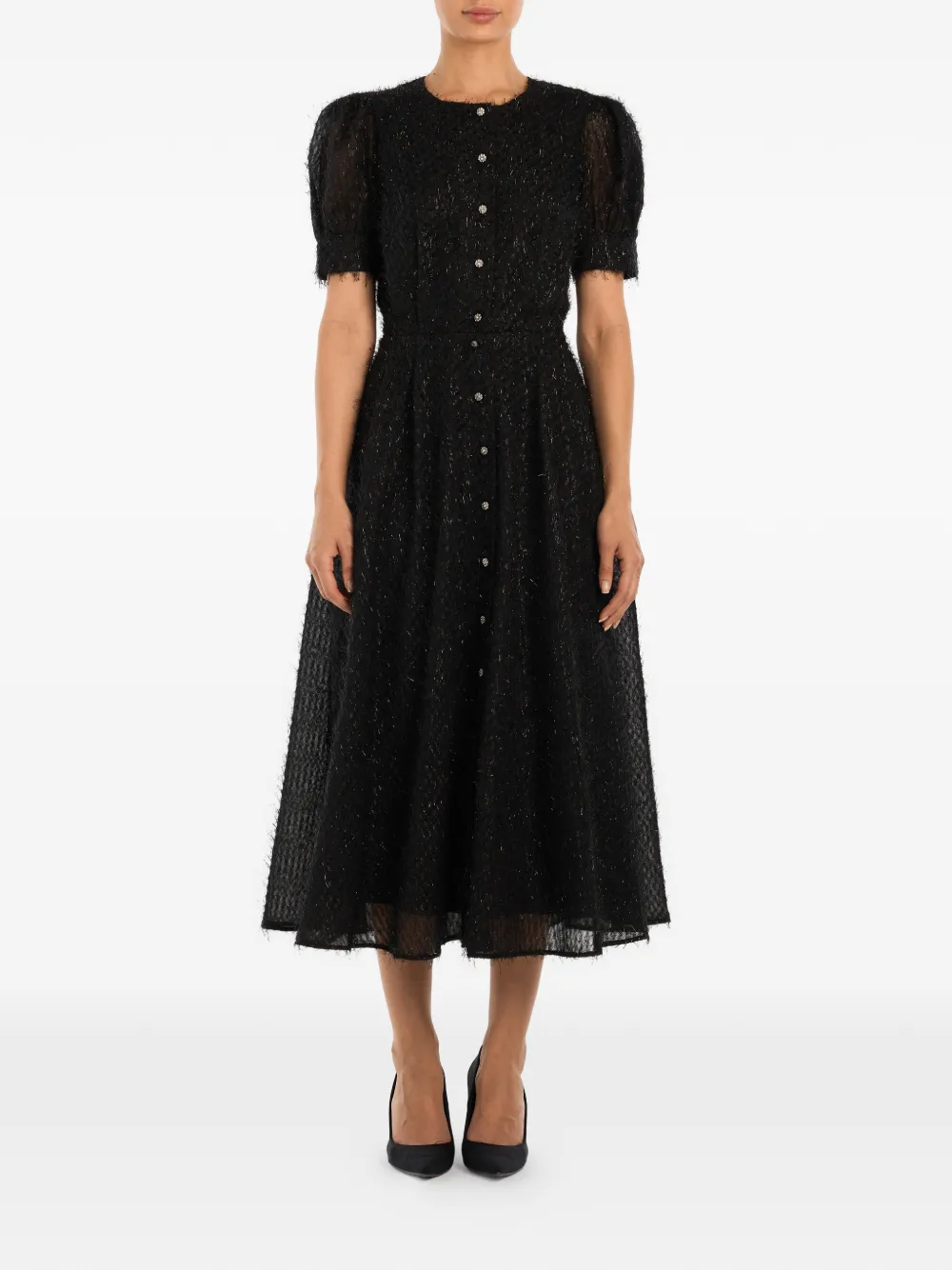  Post Meridiem Button-front Midi Dress - Black 