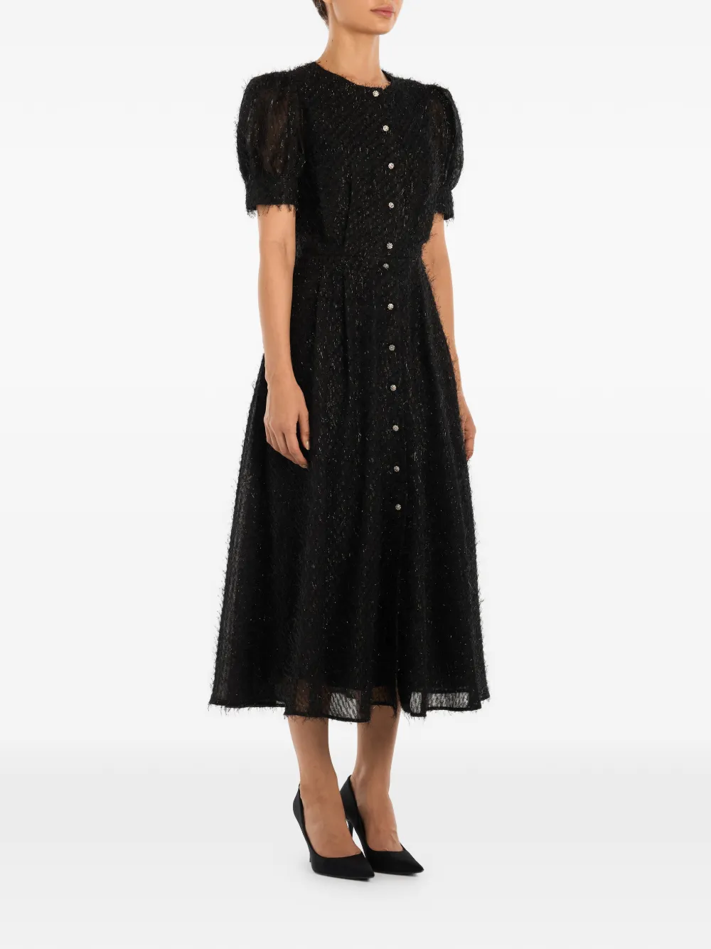  Post Meridiem Button-front Midi Dress - Black 