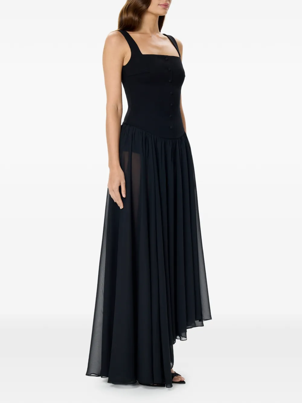  Post Meridiem Buttoned Asymmetrical Dress - Black 