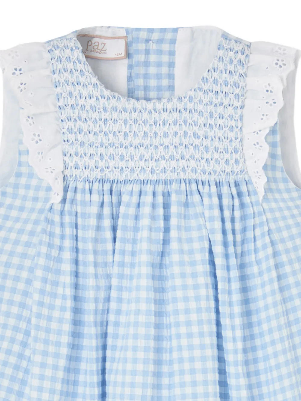 Paz Rodriguez Jurk met ruches en gingham ruit Blauw