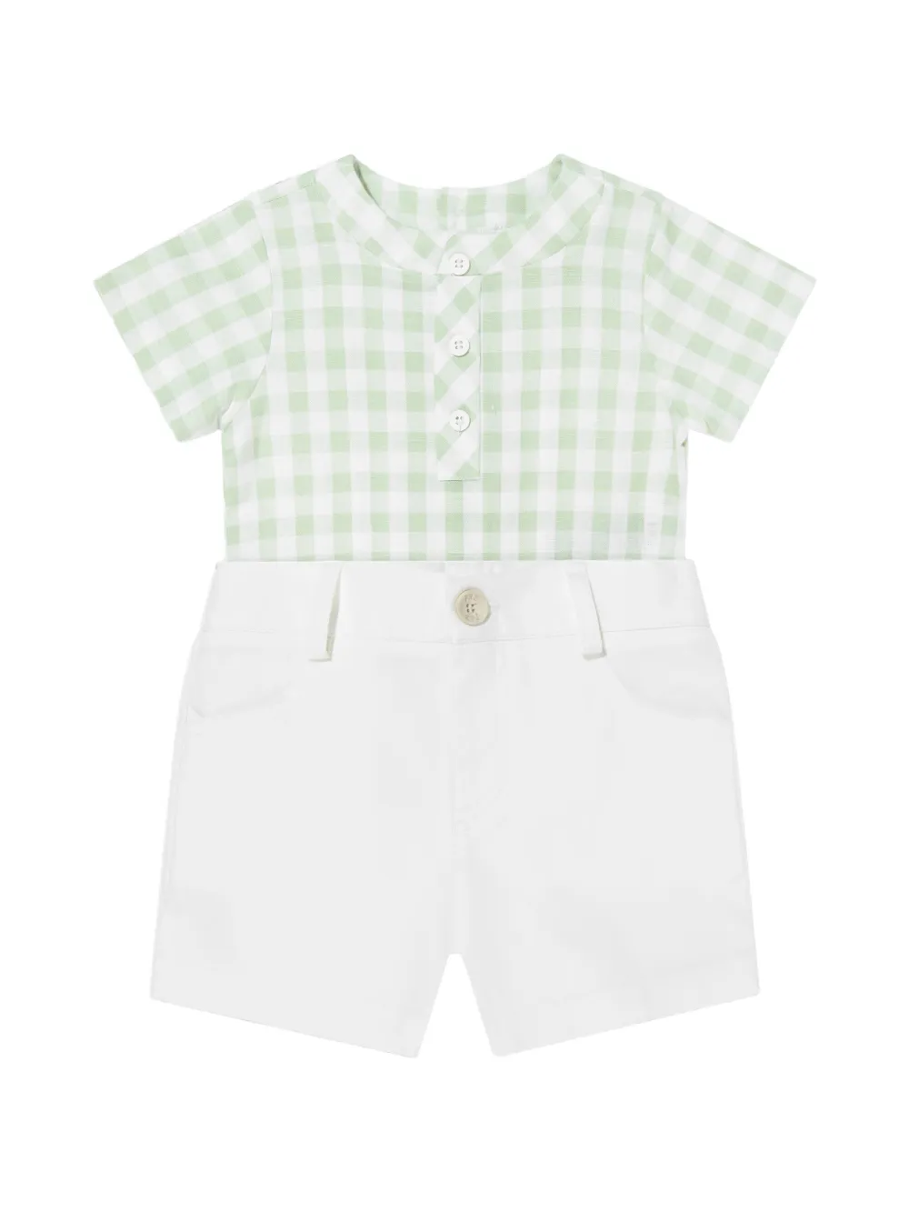 Paz Rodriguez gingham-pattern button-fastening short set - Bianco