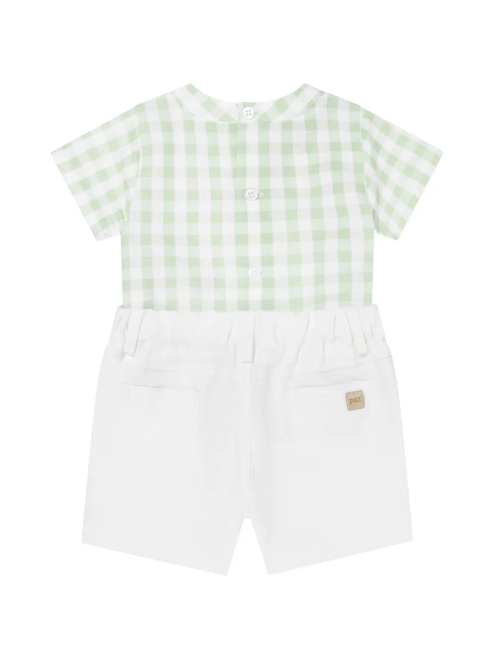  Paz Rodriguez Gingham-pattern Button-fastening Short Set - White 