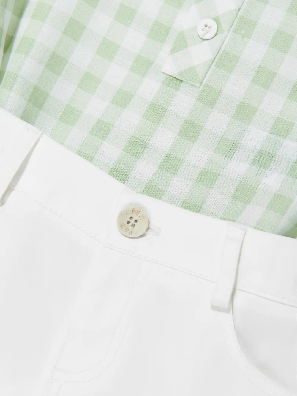 Paz Rodriguez Shortsset met knoopsluiting en gingham-ruit Wit