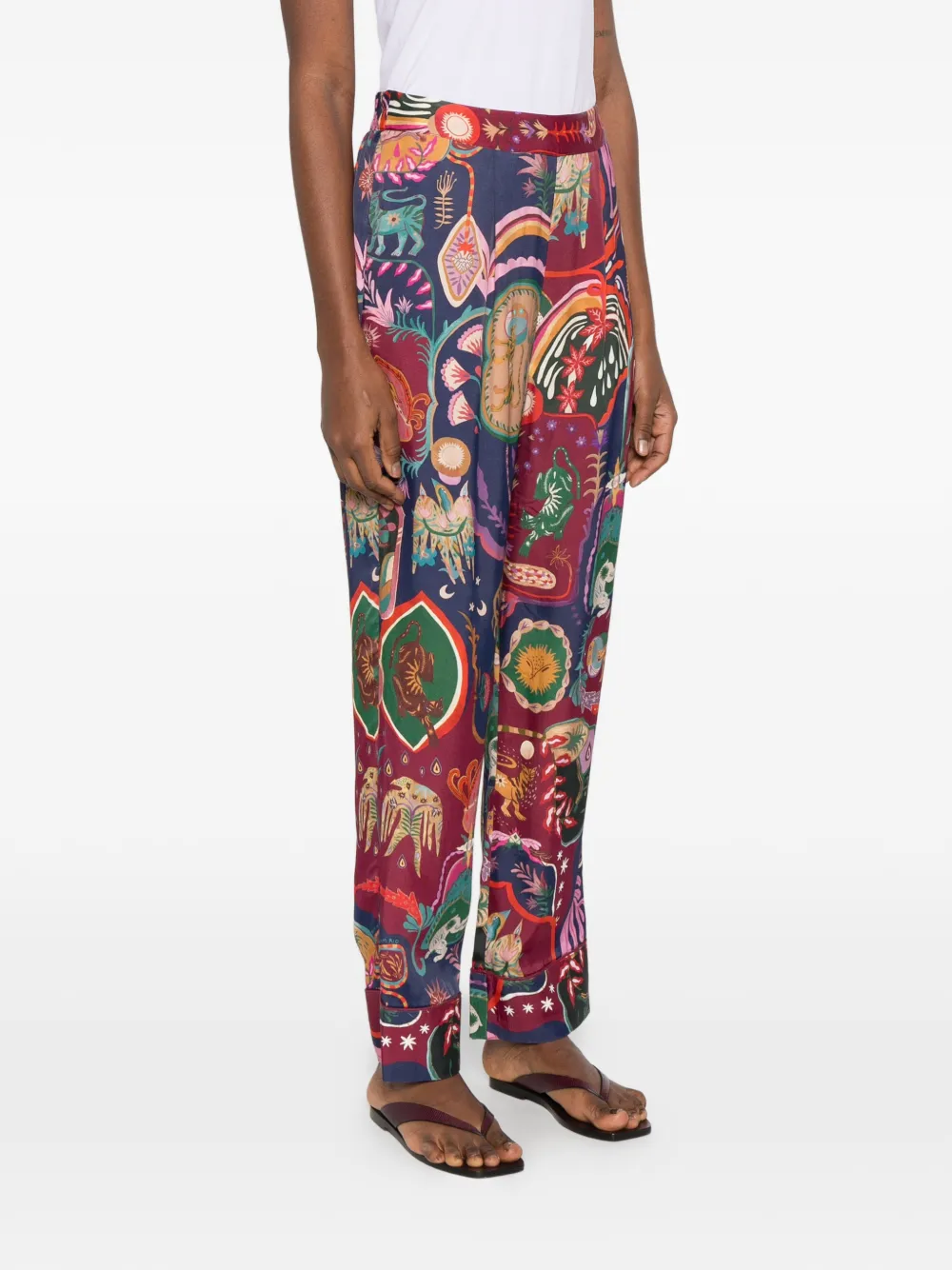  Farm Rio Elasticated-waistband Patterned Trousers - Blue 