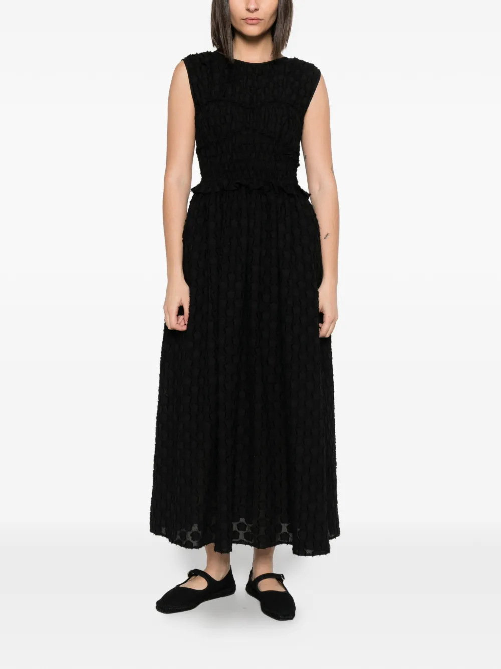 Cecilie Bahnsen Dinah maxi-jurk met gesmockt effect Zwart