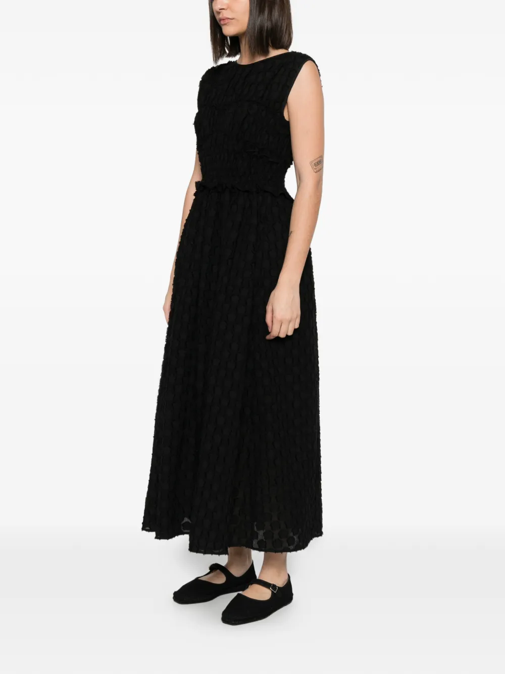 Cecilie Bahnsen Dinah maxi-jurk met gesmockt effect Zwart