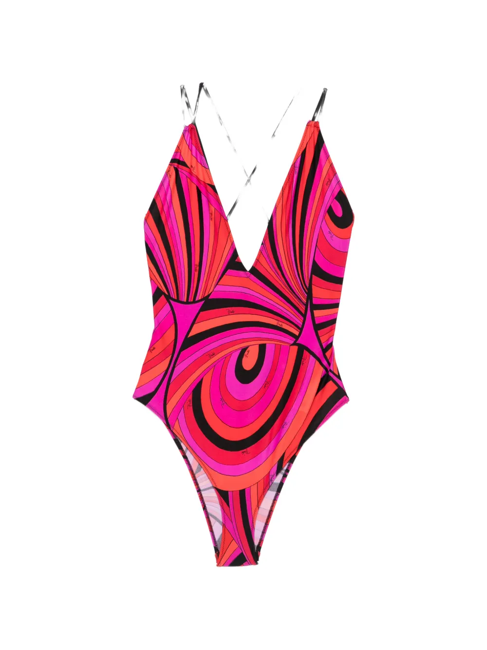 PUCCI Iride-print V-neck swimsuit - Rosa