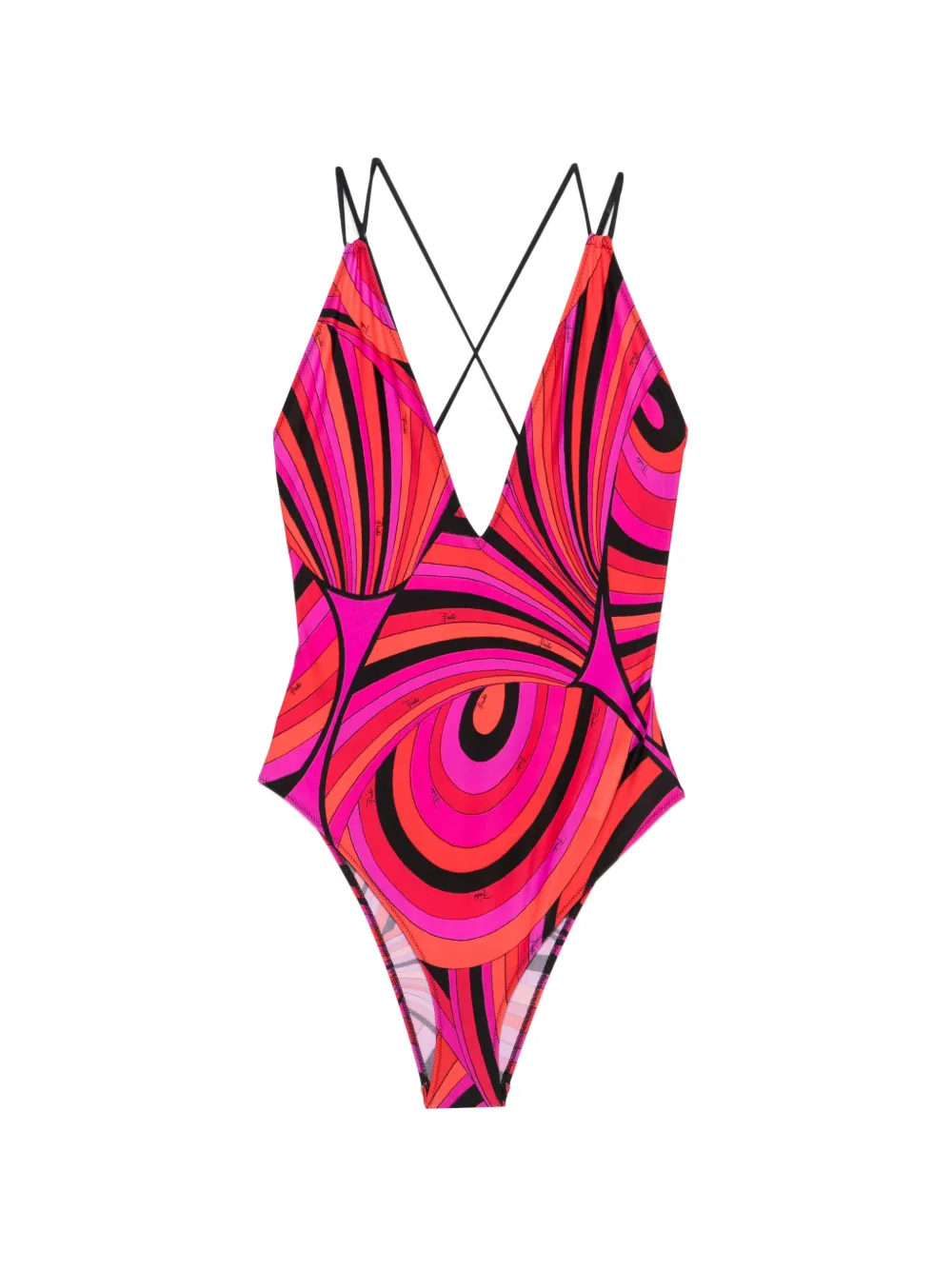 PUCCI Iride-print V-neck swimsuit - Rosa