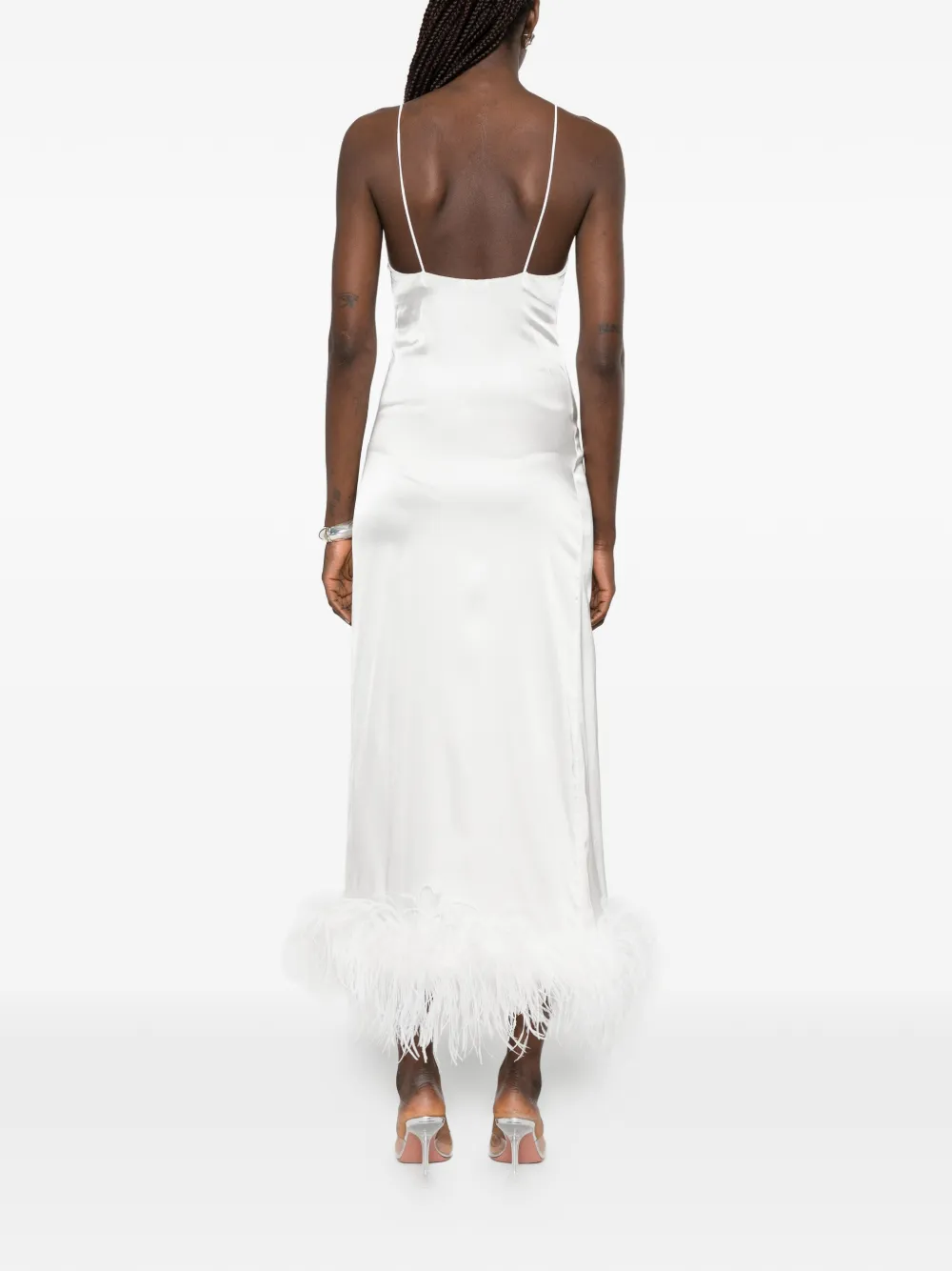 Oséree Midi-jurk met veren afwerking Wit