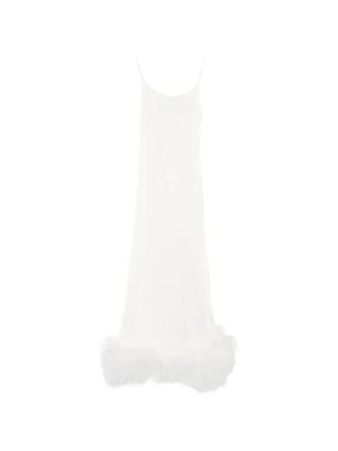 Oséree vestido midi con ribete de plumas