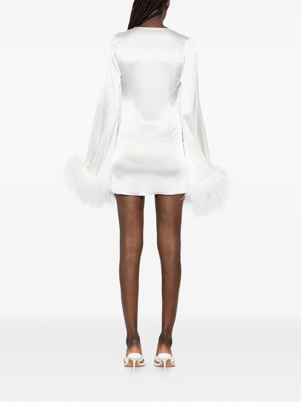 Oséree Mini-jurk met veren afwerking Wit