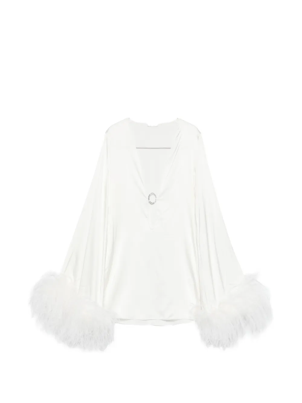 Oséree feather-trim mini dress - Bianco