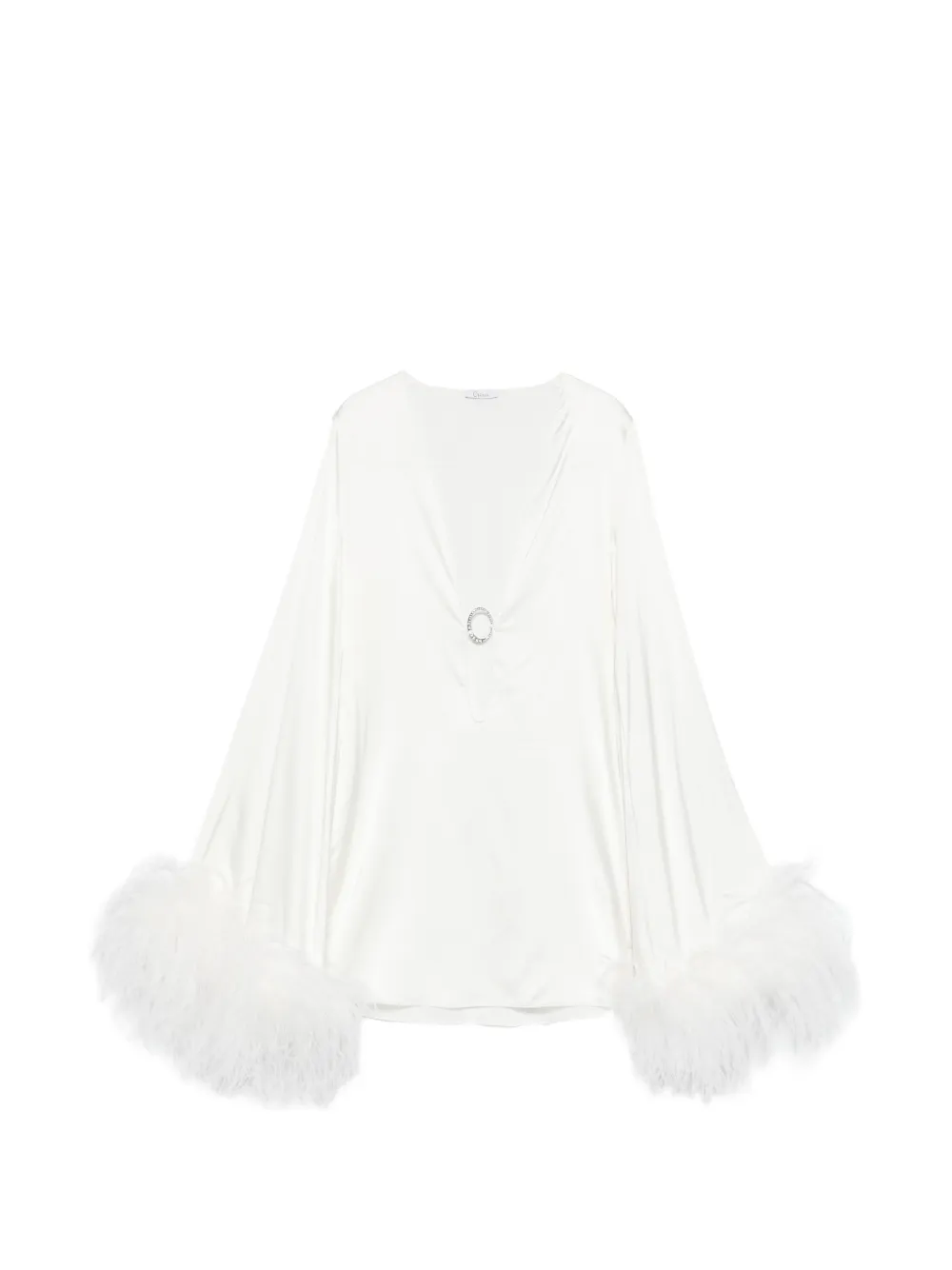 Oséree feather-trim mini dress - Bianco