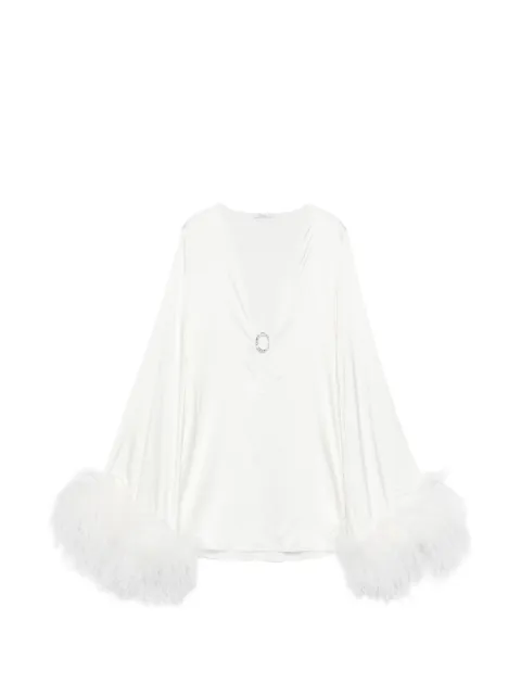 Oséree feather-trim mini dress