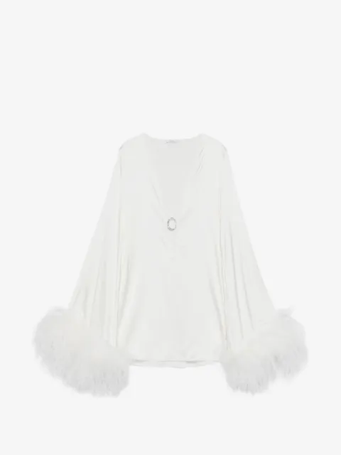 Oséree feather-trim mini dress