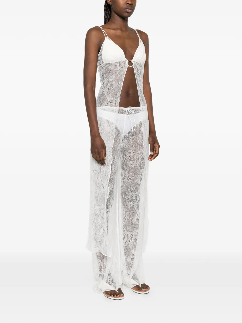Oséree Bridal O tuniek met kant en edelsteen Wit