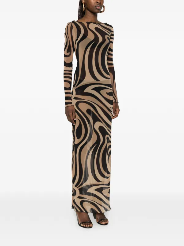 PUCCI Marmo Printed Maxi Dress | Brown | FARFETCH JO